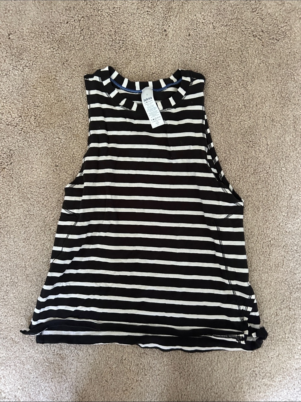 Ivivva Black and White Striped Tank Top (kid lululemon)